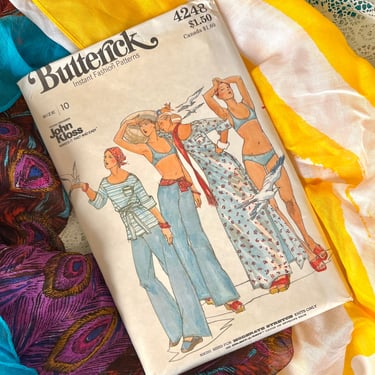 Vintage Sewing Pattern, Bikini, Palazzo Pants, Top, Caftan, Palazzo, Complete with Instructions, Butterick 