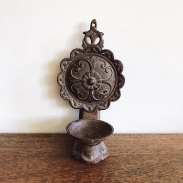 Vintage Cast Iron Candle Holder Wall Sconce 