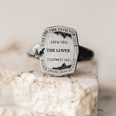 'Characters' Sterling Silver Shield Ring