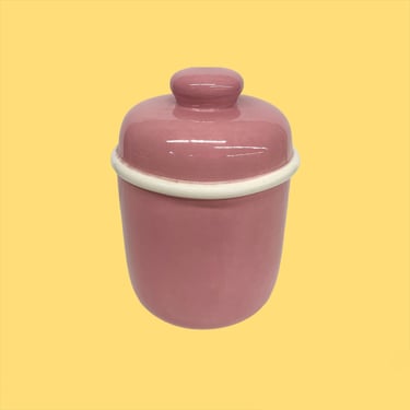 Vintage Storage Jar Retro 1980s Treasure Craft + Ceramic + Pink + Canister + Contemporary + Organization + Home and Kitchen Decor 