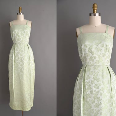 vintage 1950s Dress | Gorgeous Floral Full Length Bridesmaid Cocktail Party Dress | Small 