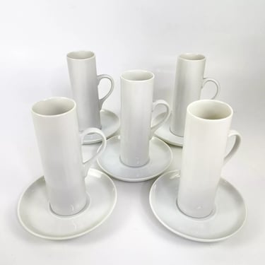 5 Mid Century Modern Porcelain Schmid Espresso CUPS & SAUCERS LaGardo Tackett