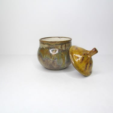 Lovely Art Pottery Lidded Jar Signed 