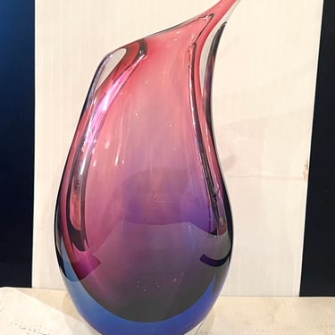 Flavio Poli for Seguso Large Purple Blue Sommerso Glass Teardrop Vase