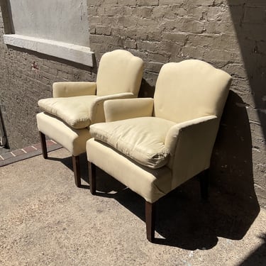 Pair of Petite Muslin Lounge Chairs