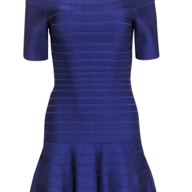 Herve Leger - Purple Bandage Off The Shoulder Dress Sz M