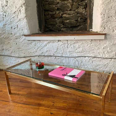 Mid century coffee table Brass and glass modern coffee table mid century glass top coffee table 