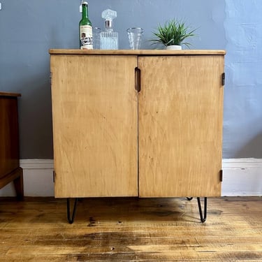 Early Birch Scandinavian Cabinet on Hairpin Legs