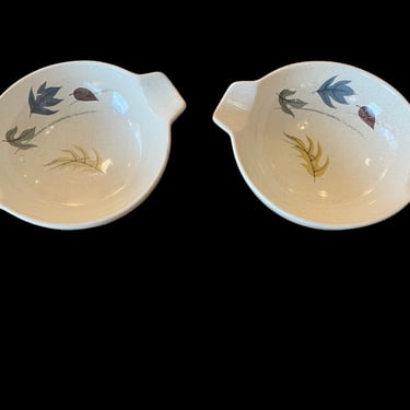 Vintage Mid Century Modern Pair of 1955 Autumn Leaves Speckled Bowls by Franciscan 