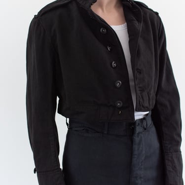 Vintage Black Crop Military Jacket | 50s British Cotton Overdye | XS | 