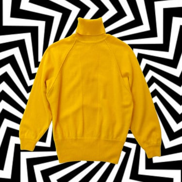 Cozy Vintage 80s 90s Yellow Lightweight Turtleneck Sweater Top 