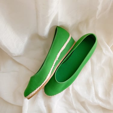 Vintage Kelly Green Grasshoppers Wedges | Size 6 