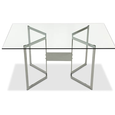Chrome and Glass Dining Table, Circa late 1960s - *Please ask for a shipping quote before you buy. 