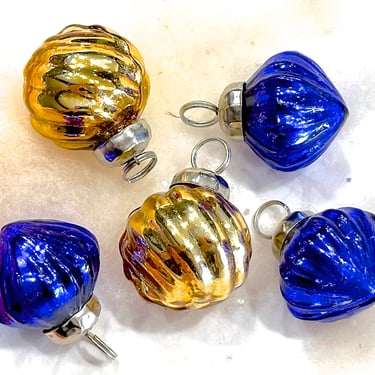 VINTAGE: 5pc - Small Thick Mercury Glass Ornaments - Kugel Style Christmas Ornaments 