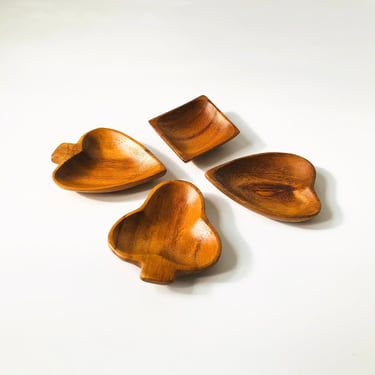 Wood Card Suit Dishes - Set of 4 