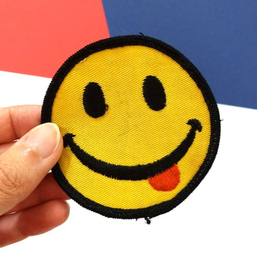 Iconic Vintage 60s 70s Yellow Smile Face with Tongue Patch 
