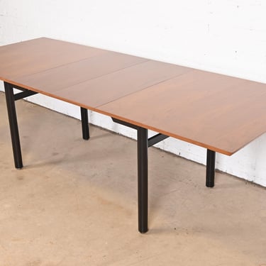 Edward Wormley for Dunbar Walnut and Ebonized Extension Dining Table, Newly Refinished