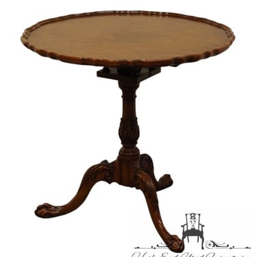 BAKER FURNITURE Solid Mahogany Traditional Chippendale Style 30" Round Clawfoot Piecrust Tilt-Top Accent Table 
