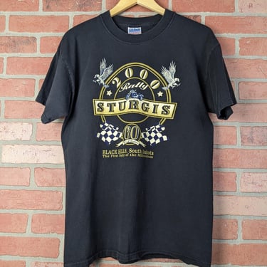 Vintage 2000 Y2k Double Sided Sturgis Black Hills Rally ORIGINAL Biker Motorcycle Tee - Large 