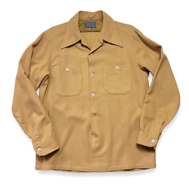 Vintage 1960s/1970s PENDLETON Wool Flannel Sport Shirt ~ M ~ Loop / Camp Collar 