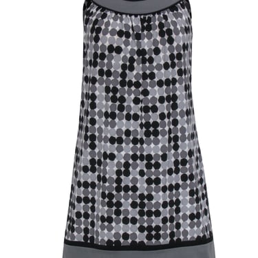 BCBG Max Azria - Black & Grey Circle Print Sleeveless Shift Dress Sz XS