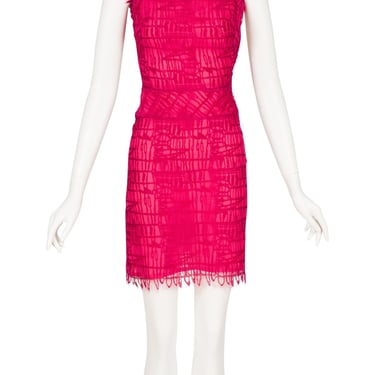 Christian Lacroix 2000s Vintage Hot Pink Lace Sleeveless Mini Dress Sz XXS 