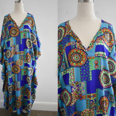 1960s/70s Turquoise Printed Caftan 