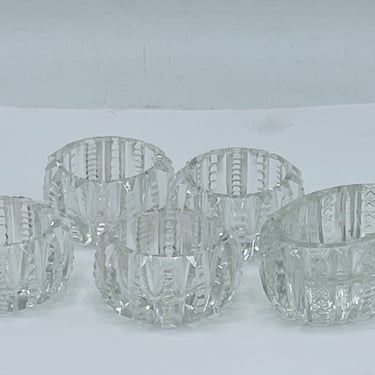 Set of 5 Cut Lead Crystal Small Dip or Salt Cellar Bowls 