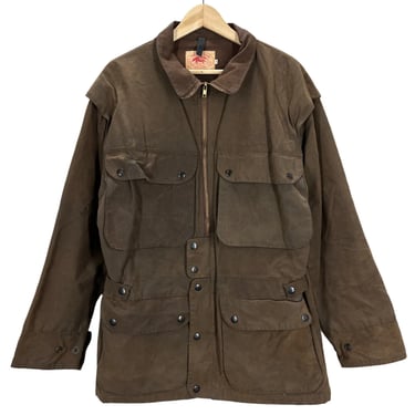 Australian Outback Oilskin Wax Cotton Convertible Removable Sleeve Jacket Vest S