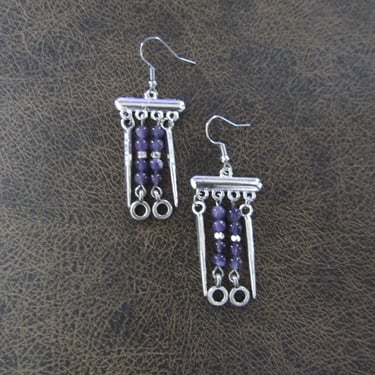 Purple amethyst and silver chandelier earrings 