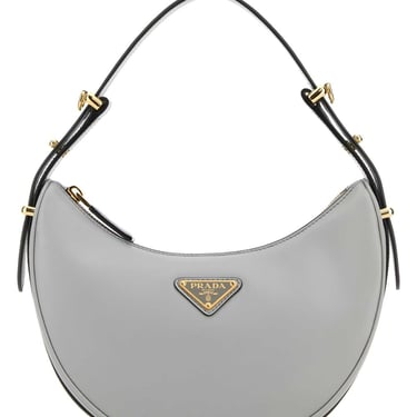 Prada Women Light Grey Leather Arquã¨ Handbag