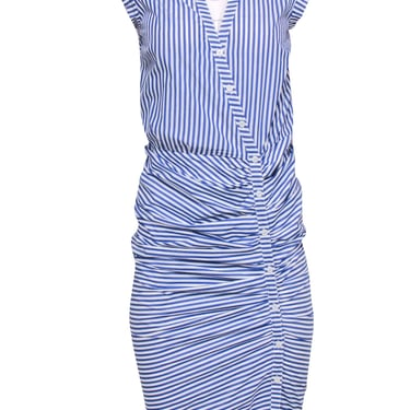 Veronica Beard - Blue &amp; White Striped Ruched Dress Sz 2