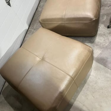 Two genuine Italian leather ottomans. 30” x30” x 15.5” 