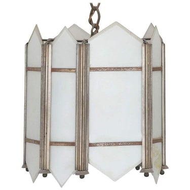 Art Deco Geometric Slat Panel Glass Pendant Light 
