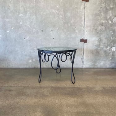 Antique Wrought Iron French Table w/ Glass Top