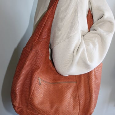 Vintage Embossed Lambskin Shoulder Bag