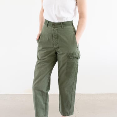 Vintage 25 Waist Olive Green Fatigues | Cargo Trousers | Dutch Army Pants | F566 