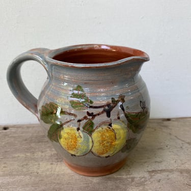 Small Vintage Pottery Lemon Pitcher, Back Stamp Artist Husby, Creamer,  Lemon Tree Lover, Hand Painted Ceramics 