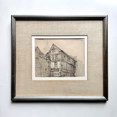 Original Auguste Fosse Ink Pencil Drawing Rue St Romain Rouen School 1880 France 