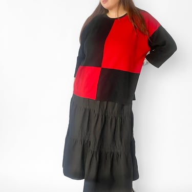 1980s Black and Red Block Sweater sz. 7XL