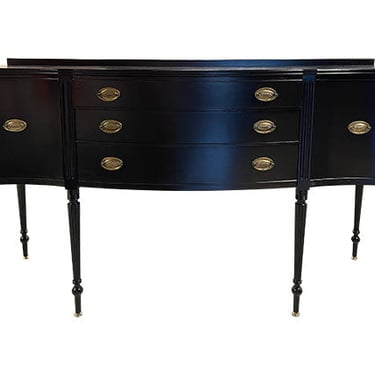 66" Finished Black Satin 3 Drawer 2 Door Vintage Desk #08742