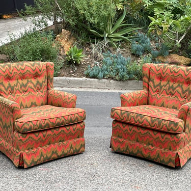 Mid-Century Psychedelic Swivel Chairs 