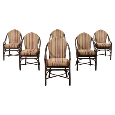 Set of Six McGuire Organic Modern Rattan Cathedral Dining Chairs