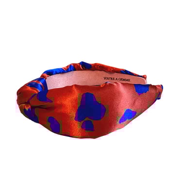 Sample Sale Blue &amp; Brown Leopard Satin Knotted Headband