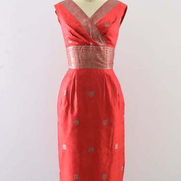 Vintage 50's Red Silk Dress Set