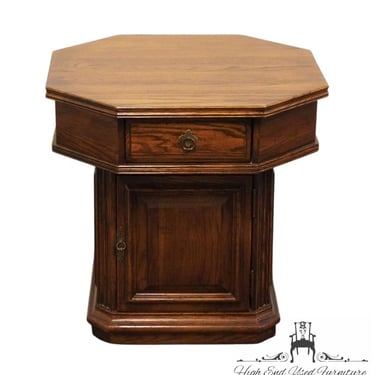 ETHAN ALLEN Royal Charter Oak 24" Octagonal Storage Accent End Table 16-8007 