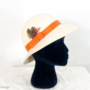 1960s Creme Wool Felt Hat | 60s Creme Fedora Hat | Bonwit Teller 