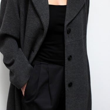 Elegant Vintage Charcoal Merino Wool Coat