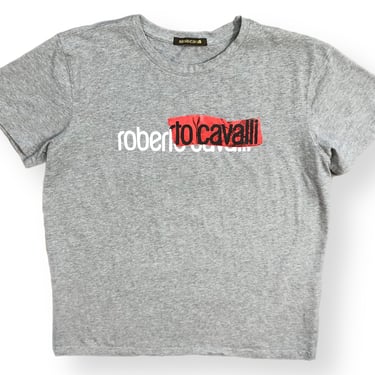 Y2K Roberto Cavalli Red Tape Graphic Genuine Authentic Designer T-Shirt Size Medium/Large 