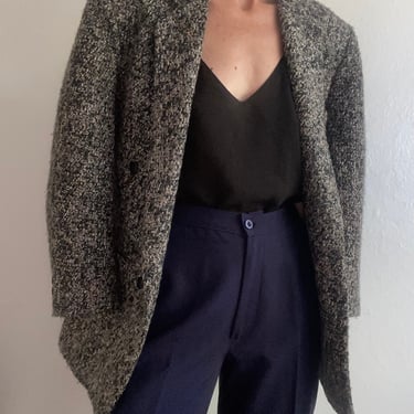 vintage multi yarn knit blazer coat women's medium 